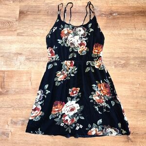 Staccato Floral Mini Dress - Black and Multicolor